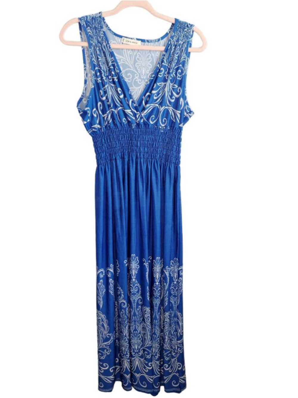JON & ANNA Blue & White Floral Maxi Dress XL summer vacation resortcore